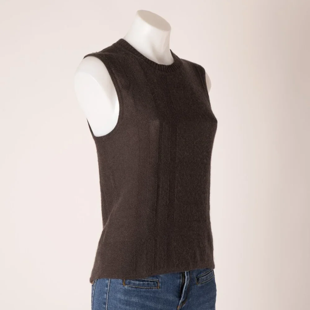 tse SAY Brown Cashmere Sleeveless Vest Size US M